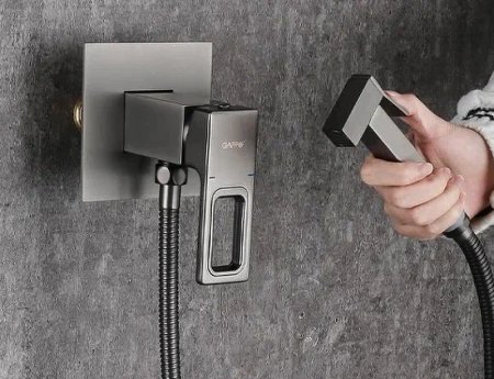 Гигиенический душ со смесителем Gappo G17-9 G7217-9 Оружейная сталь 