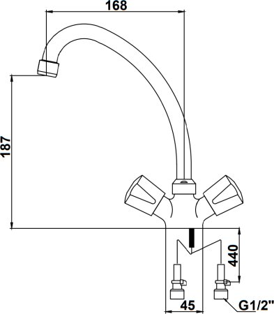 Смеситель для кухни Kaiser Luna 11083 Хром 