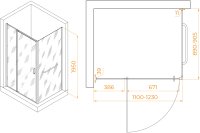 Душевой уголок RGW PA-078-1B (RGW PA-008B + Z-060-2B) 1100x900