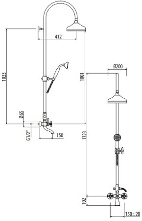 Душевая система Gattoni TRD TR508/18C0 Хром 