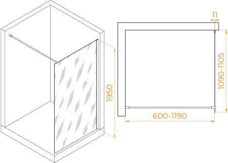 Душевая перегородка RGW WA-002G 1100 