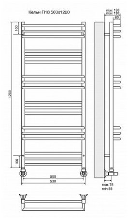 Водяной полотенцесушитель Terminus Кельн П18 500х1200 4630080268371 Хром 