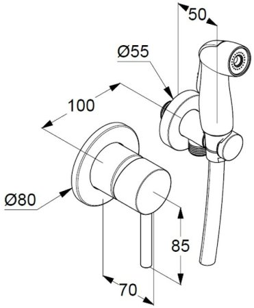 Гигиенический душ со смесителем Kludi Bozz 389990576 Хром 