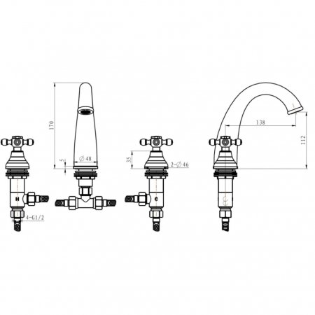Смеситель для раковины Boheme Tradizionale Oro 297 Золото 