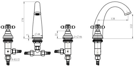 Смеситель для раковины Boheme Tradizionale Oro 297 Золото 