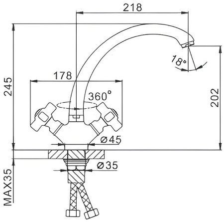 Смеситель для кухни Frap H18 F4218 Хром 