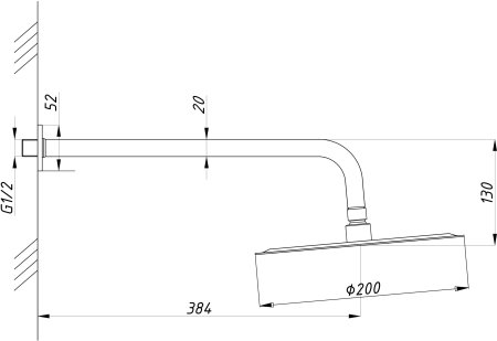 Душевая система ПСМ-Профсан с тропическим душем встраиваемая тип См-ДшОРЗШтШлА (PSM-ST-03) 