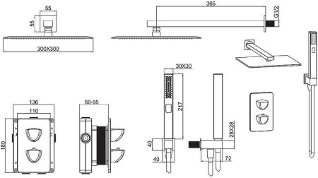 Душевая система Allen Brau Infinity 5.21016-31 с термостатом Черная матовая 