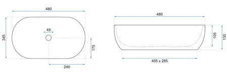 Раковина 48х34,5 см Rea Amelia REA-U8000 