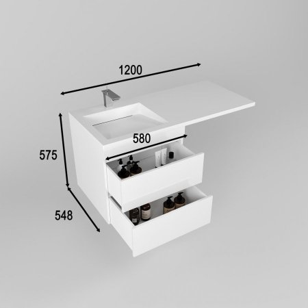 Тумба подвесная "Даллас ЛЕОН 120", Люкс белая, PLUS 