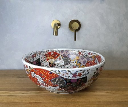 Раковина-чаша Bronze de Luxe Festival 40 2231 Красная с орнаментом 