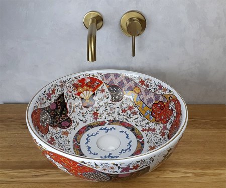 Раковина-чаша Bronze de Luxe Festival 40 2231 Красная с орнаментом 