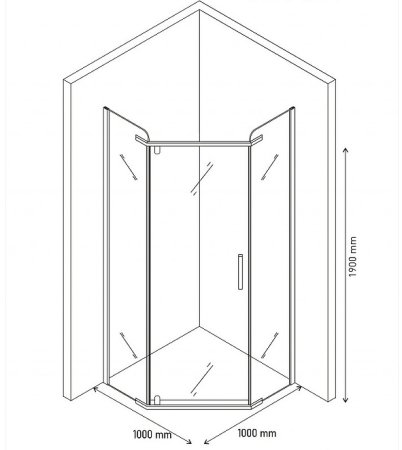 Душевой уголок Berges Solo T Black 100х100 061110 профиль Черный матовый стекло прозрачное 