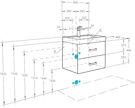 Тумба под раковину Aquaton Америна 60 1A135401AM010 подвесная Белая глянцевая 