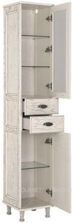 Шкаф-пенал для ванной Aquanet Тесса 35 жасмин/сандал (фасад стекло) 