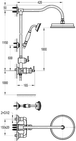 Душевая система Swedbe Terracotta Art 2512 с термостатом Терракота 