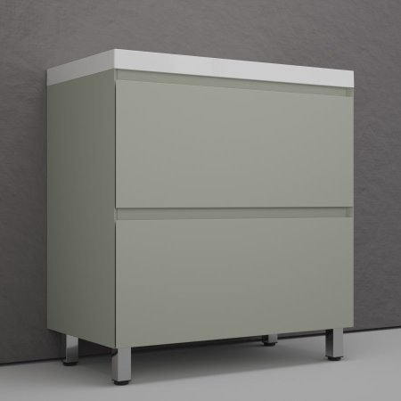 Тумба напольная Style Line "Манхэттен 80" ЭМАЛЬ под ASTI 80 2 ящика PLUS олива 