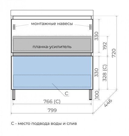 Тумба напольная Style Line "Манхэттен 80" ЭМАЛЬ под ASTI 80 2 ящика PLUS олива 