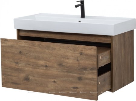 Тумба с раковиной Aquanet Nova Lite 100 дуб рустикальный (1 ящик) 
