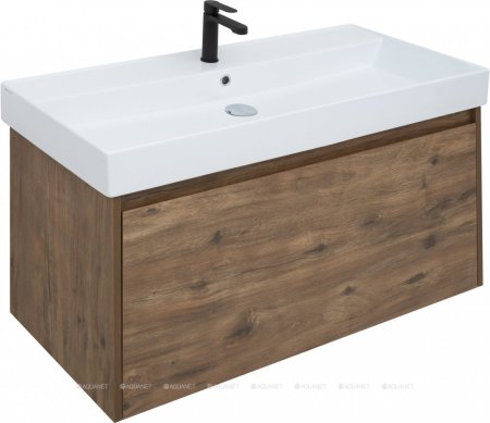 Тумба с раковиной Aquanet Nova Lite 100 дуб рустикальный (1 ящик) 