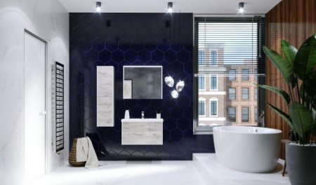 Шкаф пенал Roca Ronda 32 ZRU9303005 L подвесной Бетон Белый матовый 