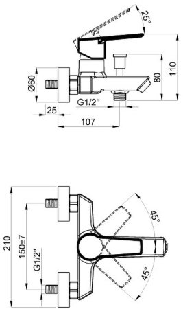 Смеситель для ванны Azario Enzo AZ-15710501 Хром 
