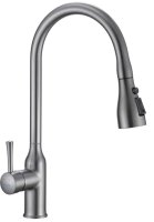 Смеситель для кухни с выдвижным изливом Shevanik S163T, оружейная сталь