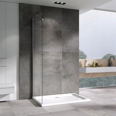 Душевая стенка Abber Zart 80x195 S81 профиль Хром стекло прозрачное 