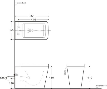 Унитаз приставной Aquanet Tavr-F 