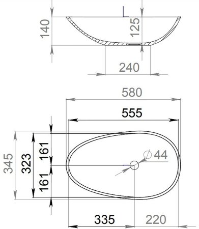 Раковина-чаша Salini Callista 58 101 1101101GRF покраска по RAL полностью глянцевая 