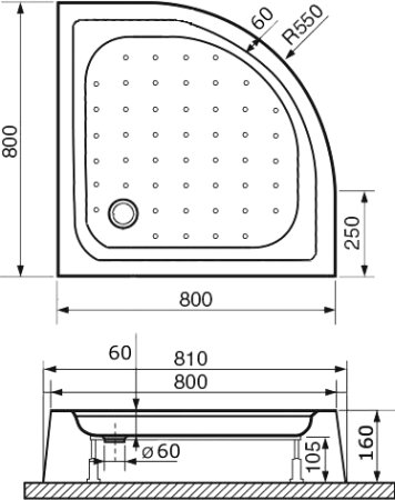 Поддон для душа RGW Acrylic Lux/TN-Р 80x80 
