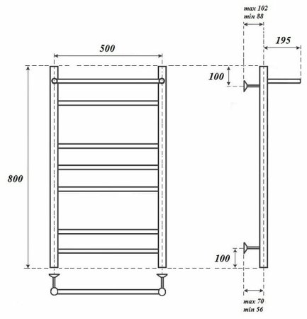 Электрический полотенцесушитель Point Аврора PN10158PE П6 500x800 с полкой левый/правый Хром 