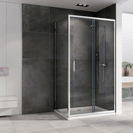 Душевой уголок Abber Schwarzer Diamant 130x80 AG301305-S805 профиль Хром стекло прозрачное 