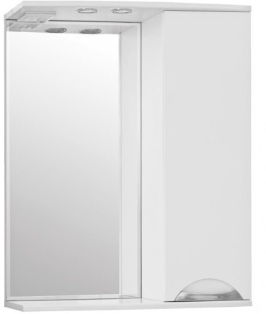 Зеркало со шкафом Style Line Жасмин 65 С с подсветкой Белый глянец 