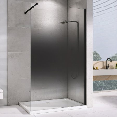 Душевая перегородка Abber Immer Offen 100 AG69103BS профиль Черный стекло прозрачное тонированное 