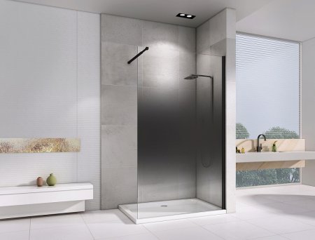 Душевая перегородка Abber Immer Offen 100 AG69103BS профиль Черный стекло прозрачное тонированное 