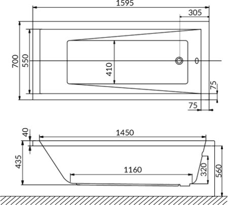 Акриловая ванна Excellent Wave WAEX.WAV16.SOFT 160x70 см 