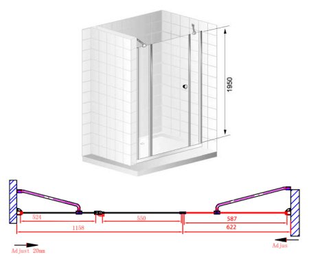 Душевая дверь в нишу Cezares Elena B13 60/60/60 C Cr 