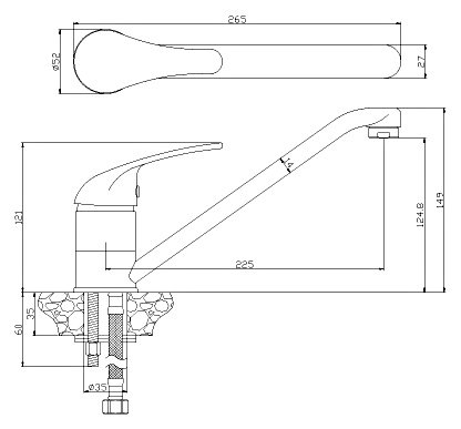 Смеситель для кухни Rossinka Y40-21 Хром 