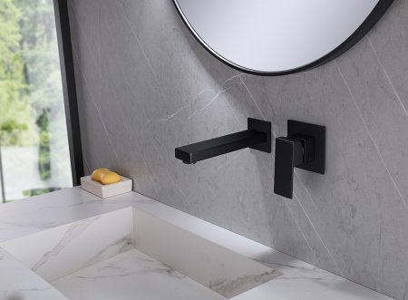 Смеситель ABBER Daheim AF8212B для раковины скрытого монтажа, черный матовый 