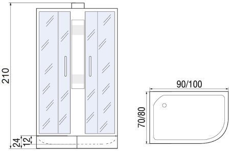 Душевая кабина River Nara Б/К 90х70 МТ L 10000003637 с поддоном 