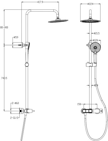 Душевая система WONZON & WOGHAND, Брашированное золото (WW-A30653-BG) 