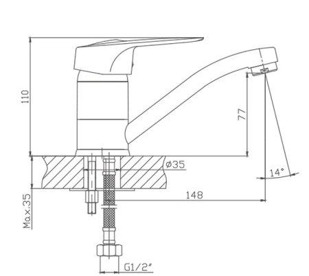 Смеситель для кухни HAIBA CRON CN4504 