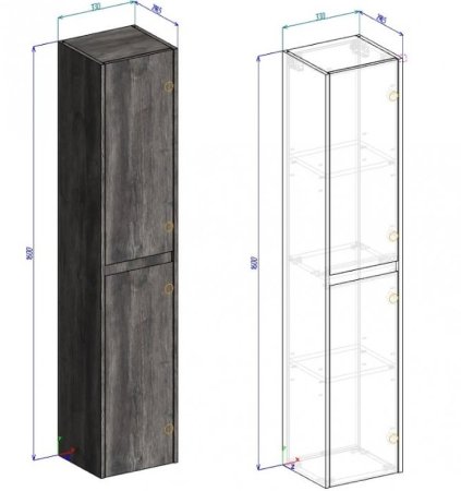 Шкаф пенал BelBagno Kraft 33 KRAFT-1600-2A-SC-PP-L подвесной Pino Pasadena 