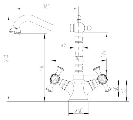 Смеситель Zorg Antic A 7003K-SL для кухонной мойки 