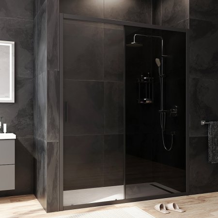 Душевая дверь AM.PM Gem 150 W90G-150-1-195BG профиль Черный матовый стекло тонированное-прозрачное 