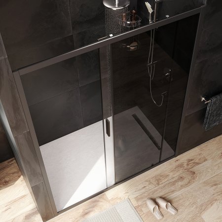 Душевая дверь AM.PM Gem 150 W90G-150-1-195BG профиль Черный матовый стекло тонированное-прозрачное 