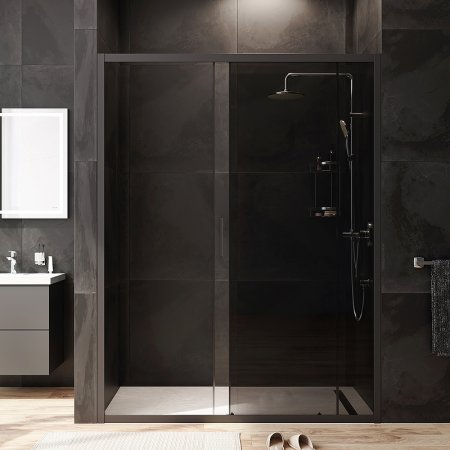 Душевая дверь AM.PM Gem 150 W90G-150-1-195BG профиль Черный матовый стекло тонированное-прозрачное 