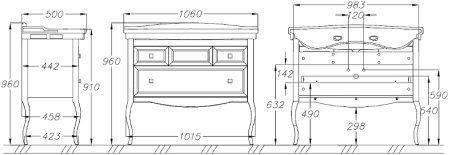 Тумба под раковину Opadiris Валери 105 00-00006520 Сапфир 