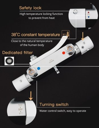 Душевая система Gappo G07 G2407-50 с термостатом Белая Хром 